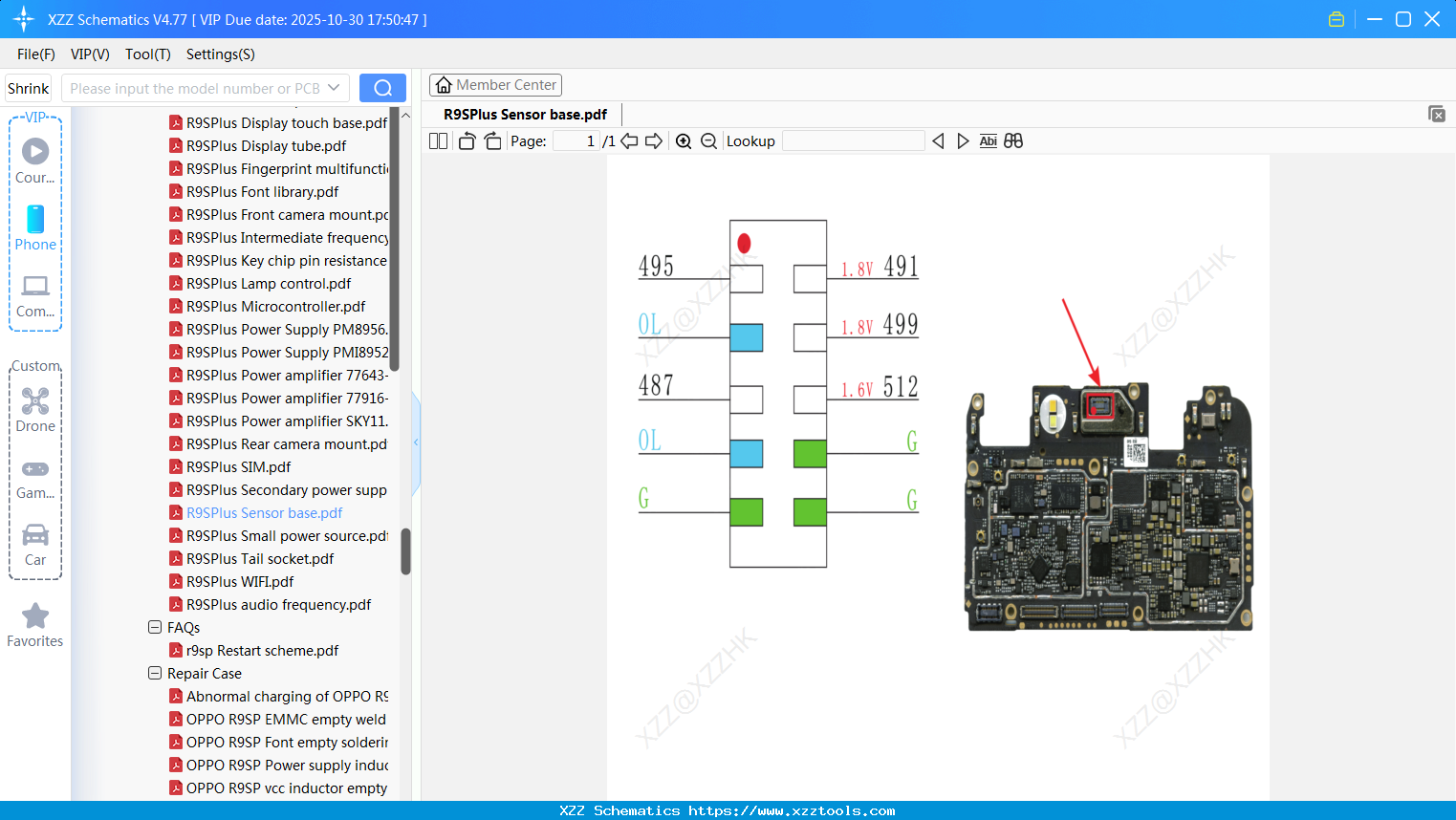 OPPO R9SPlus Sensor Base